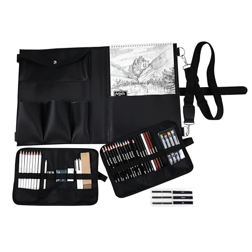 Artist's Loft Everyday Drawing Set with Case - Includes Watercolor Pencils, Oil Pastels, Graphite Sticks, and Erasers - 1 Set