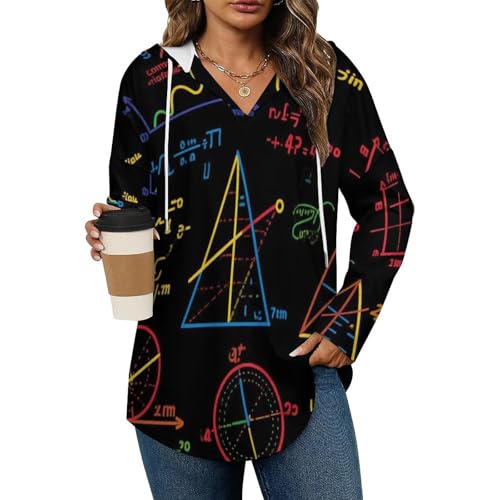 Womens Bodysuit Mathematical Function Sin Cos T Shirts Long Sleeve Hoodie V Neck Pullover Tops, 2026