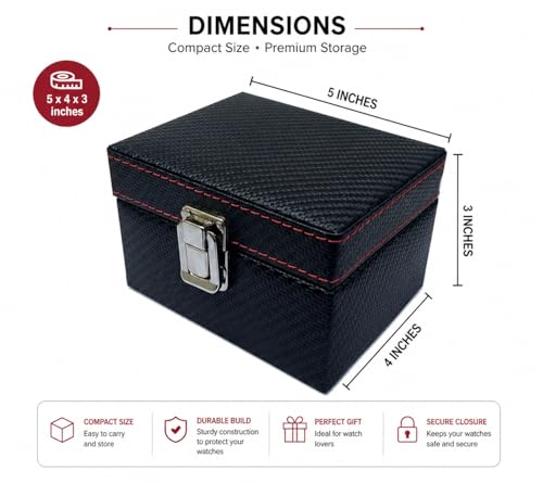 Image of Watch Organiser Display Box Made in Leatherette and Suede with Contarst thread Topstitch | For Men &Women | Gift For Any Occasion (2 slots watch box with lid pocket)