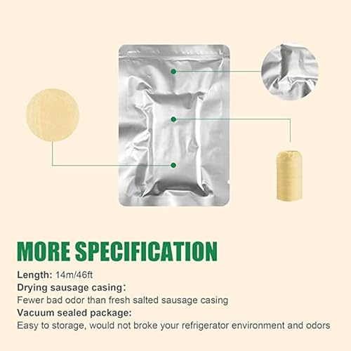 Fairsky Edible Drying Sausage Casing, Halal Collagen Sausage Casings For Flavorous Homemade Sausages 14M/46Ft, Diameter 30Mm/ 1 3/16'',1 Roll #TOP3