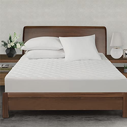 All-In-One Water-Resistant All-Season Cooling And Warming Reversible Fitted Mattress Pad, Full,White #TOP1