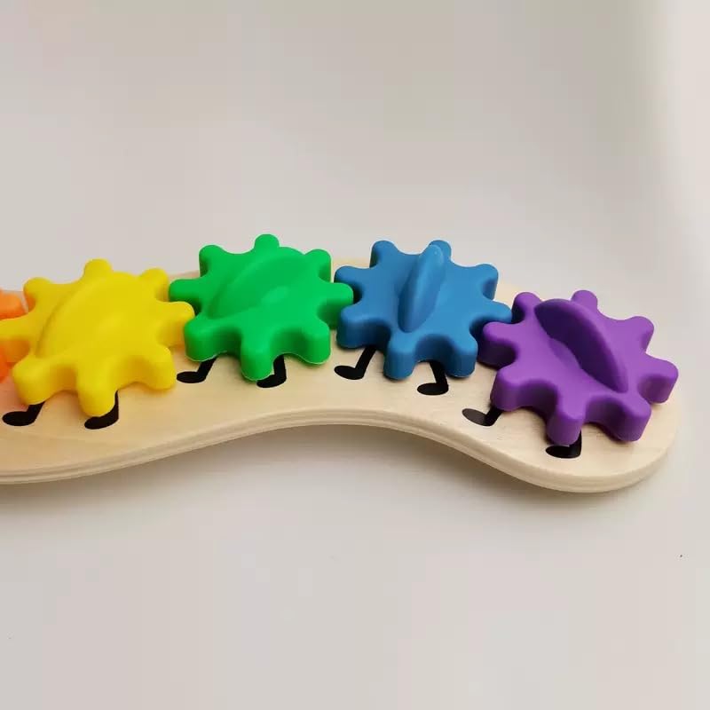 Image of Rainbow Caterpillar Gear Baby Toy - Sensory Toys for Toddlers & Babies with 6 Interchangeable Gears, Cause and Effect Kids Toys, Spinning Combinations, Ideal for 1 Year Olds