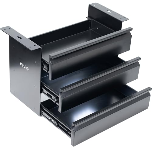 Image of VIVO 16 in Slide Out Dual Tier Storage Drawer, Under Desk 3 Layer Organizer, Black, DESK-DR03