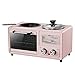 DERUKK-TY Toster mini piekarnik śniadaniowy mini piekarnik śniadaniowy wielofunkcyjny cztery w jednym gospodarstwie domowym, mały 8 l, maszyna do chleba ze stali nierdzewnej 304, szkło hartowane, tryb drzwi + czas, kuchnia piece halogenowe (kolor: A) (B)