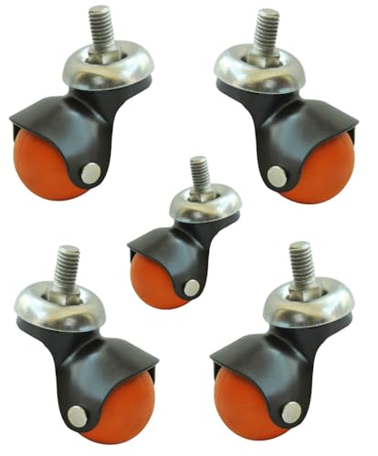 Image of 5pcs Premium Ball Caster Wheels Swivel 360 Rotating Bearing Casters Wheel for Office Chair, Furniture Table Trolly, Heavy Duty Weight Capacity 150kg - 3 /8 inch Thread Type