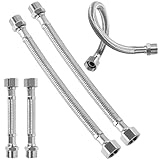 Flexschlauch G3/8, 4 Stück 304 Edelstahl Flexschlauch Panzerschlauch 3/8 Zoll, 20cm Edelstahlumflechtung, für Armaturenschlauch Verlängerung Armaturenschlauch Wasserhahn Bad WC(20cm/10cm)