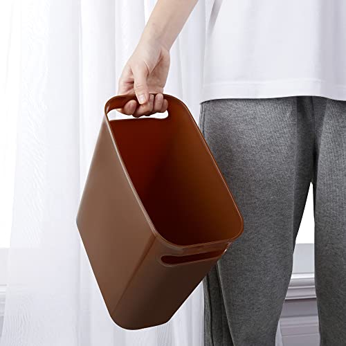 Vtopmart 4 Pack Plastic Small Trash Can, 1.5 Gallon/5.7 L Office Trash Can, Dark Brown Trash Bin with Built-in Handle, Slim Waste Basket for Bathroom, Bedroom, Home Office, Living Room, Kitchen - Thumbnail 3