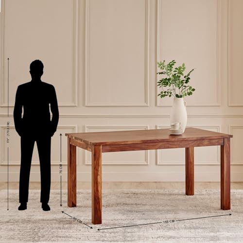 Image of FurniseworldSolid Sheesham Wood Dining Table Set 6 Seater Dinner Dinning Table with 6 Chair for Dining Furniture for Living Room Hotels Restaurant & Cafe