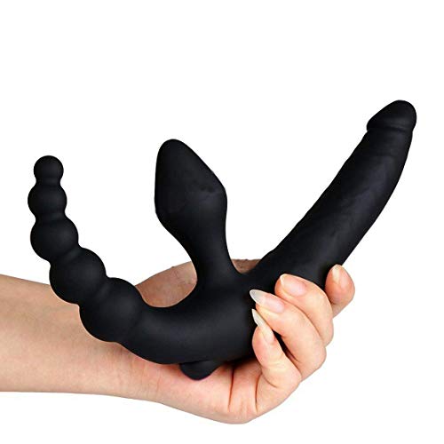 Moving Silicone Strapless On Triple Toy Massager Toy for Women and Couples Point