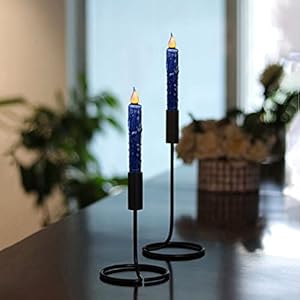 Cvhomedeco real wax hand dipped battery operated led timer taper candles rustic primitive flameless lights decor 6 34 inch navy blue 6 pcs in a package  urban country home decor