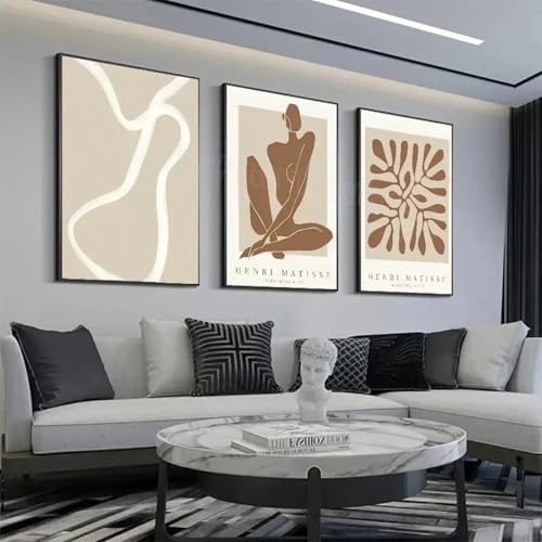 Poster abstrait beige TONGYINLI 60x90cm toile d'art moderne salon