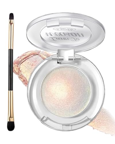 YizanYan - Glitter Holographic Chameleon Champagne Eyeshadow&Highlighter Palette,Color Shift Shimmer Single Eye Shadow,Sparkle Iridescent Inner Corner Eye Highlight Brightener Face Illuminator Mermaid Makeup-01