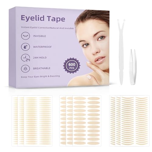 Double Eyelid Tape 600 Pcs,Create Perfect Double Eyelids, Lift Sagging Eyelids, Change Asymmetrical Eye Size,Three Sizes To Perfectly Enhance Your Eyes,And Make Your Eyes More Charming