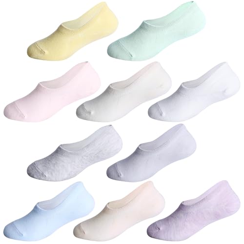 Image of CHUNG Toddler Little Boys Girls No Show Liner Cotton Socks Thin Multi Solid Color White Summer 10 Pack 2T-12Years