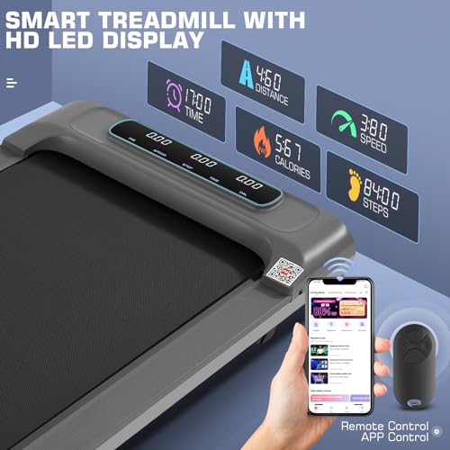 Image of Walking Pad Under Desk, Funmily 2.5hp Small Treadmill for Home /Office, 2024 Upgrade 3-in-1 Mini Treadmill with App, Remote Control, LED Display, 300 Lb Capacity