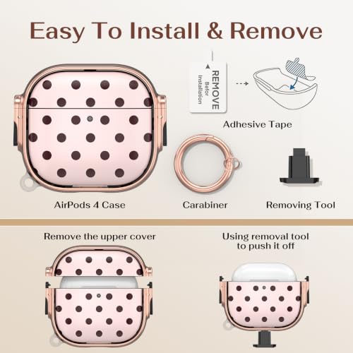 Image of for AirPods 4 Case with Safety Lock, Magsafe Compatible, Pink Polka Dots