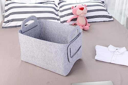 Image of Renva Felt Storage Basket for Organizing, Large Fabric Collapsible Storage Bins with Handles, Foldable Storage Basket Bins, Perfect for Shelves, Closet, Books, Clothes Organizing (1, Grey)