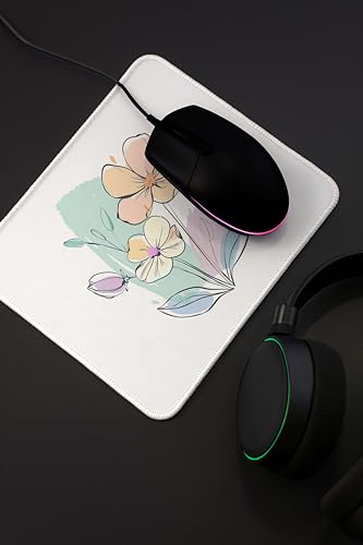 Image of Mouse Pad for Laptop & Desktop | 9x7 Inch Anti-Fray Stitched Edges | Non-Slip Rubber Base | Desk Setup Accessory for Students, Gamers & Professionals (Flowers)