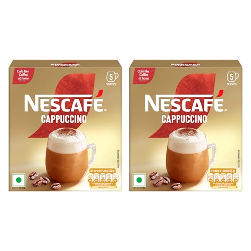 Image of Nescafe Cappuccino | Frothy Delicious Coffee | Instant Coffee Premix Powder Just Add Hot Water | 125g (5 Sachets x 25g) (Pack of 2)