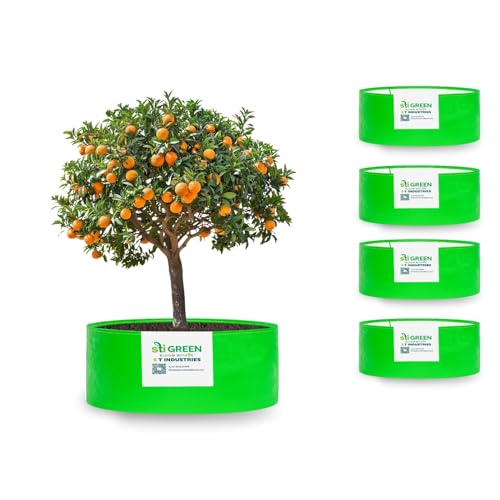 Image of HDPE Grow Bags for Plants 18X12 Inch (Pack of 5) | 260 GSM Heavy Duty UV-Protected Round Green Colour Plant Bags for Terrace and Vegetable Gardening | Strong & Reusable|