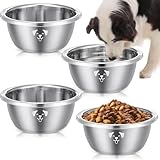 Teenyyou 4 Pcs Large Stainless Steel Food Bowls for Dogs Extra Metal Rust Resistant Pet Water Bowls,...