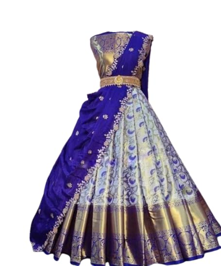 ziton ARICO MART_Women's Lehenga set Kanjivaram Silk Pure Zari Unstitched Lehanga With Regular Fit Blouse With Heavy Jacquard Zari Work Dupatta Traditional Half Saree,1003 Patoliya LEHENGA-picture-40