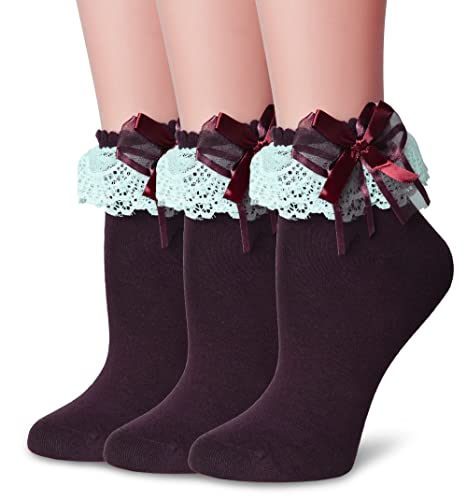 VIVIKI Womens Ruffle Socks, Lace Socks Lolita Kawaii Socks Girls Cute Frilly Socks