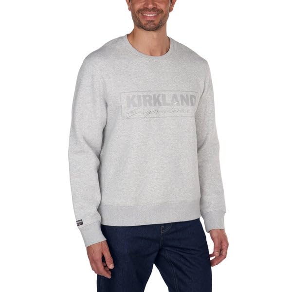 Kirkland Signature Unisex Logo Crewneck Sweater Fleece (Gray, XXXL (3X Men), XXXXL (4X Ladies))3