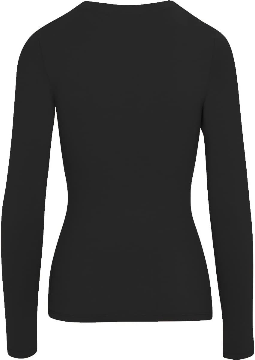 Women's Long Sleeve Stretch Cotton Slim Fit Lightweight Basic T-Shirt - Image 3
