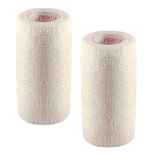 Image of Vet Wrap Tape (White) (2 Pack) (4 Inch x 15 feet) Self Adhesive Adherent Adhering Cohesive Flex Self Stick Bandage Grip Roll Dog Cat Pet Horse