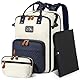 RAINSMORE Wickelrucksack Groß Baby Wickeltasche Rucksack mit Wickelunterlage Kinderwagengurten und Abnehmbare Umhängetasche Multifunktions Diaper Bag Babytasche für Unterwegs Blau und Beige