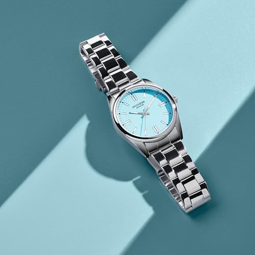 Sonata Poze Quartz Blue Dial Silver Metal Strap for Sky_Blue - Image 3