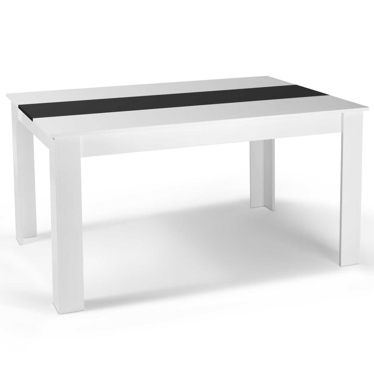 IDMarket - Ensemble Table à Manger Georgia 140 cm Blanche et Noire et 6 chaises Romane Noires liseré Blanc