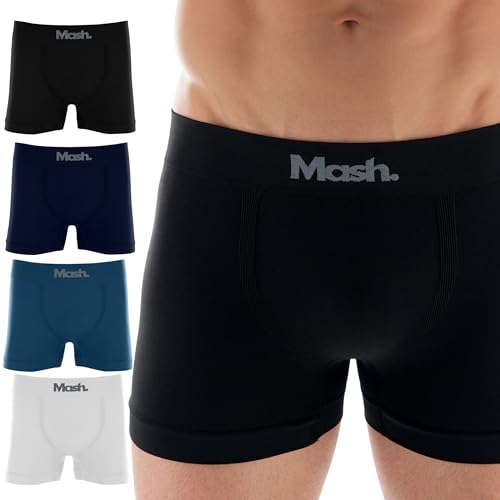 MASH Kit 4 Cuecas Boxer Cueca Mash Microfibra Sem Costura Box Masculina Adulto, 1 Azul Jeans - 1 Azul Marinho...