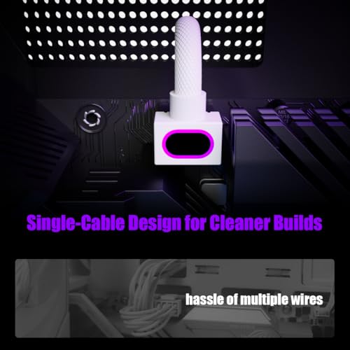 Image of 8PIN CPU Extension Cable, ARGB PC Cable with 5V 3Pin,18AWG 90 Right-Angle Design for Cleaner PC Builds,Male-to-Female Connectors Suitable for Various CPU and Power Supply(White-CPU-Clip A)