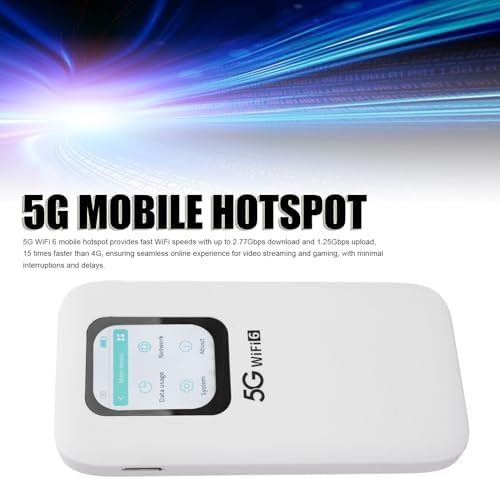 5G WiFi6 Mobile Hotspot with SIM Card Slot, Portable Hotspot Travel Mobile Router with 2.01in Touch Screen, 7100mAh, Support 16 Users