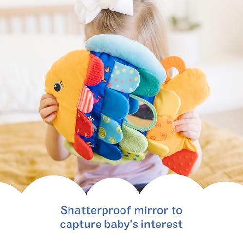 Image of Melissa & Doug K's Kids, Flip Fish Stuffed Animal, Soft Baby Book, Multi-Textured Squeaking & Crinkling Infant Sensory Toys for Babies with Baby Mirror, Tummy Time Toys for Infants Ages 0-9 Months