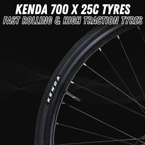 FitTrip Super Velo Roadbike | Al Alloy 6061 Frame & Fork w/ICR | 2x7 Full Shimano Gearset | Zoom Disk Brakes | KMC Chain | 700x25c Kenda Tyres | Cycle for Men & Women