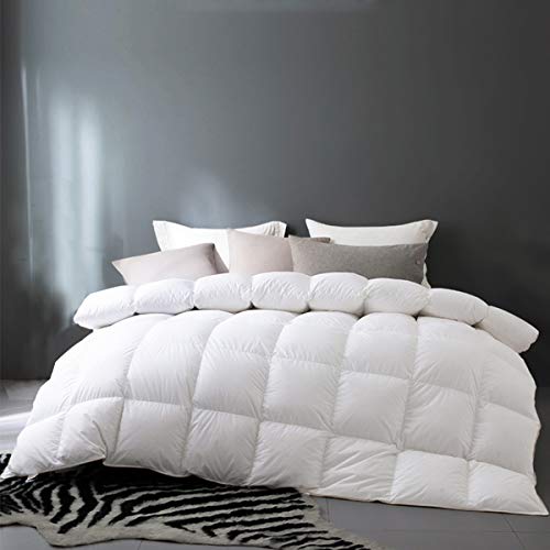 YOUTU Bedding Duvet Insert, Goose Down Comforter for All Season, 65oz 750 Fill Power Down and Feather Filled, 100% Cotton Quilted Comforter with Corner Tabs. White Full/Queen Size 90x90 Inch