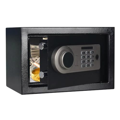 Image of Heavy-Duty Electronic Digital Safe Box with Keypad Lock & Biometric Lock and Emergency Key - Steel Security Locker for Home, Office & Jewelry Storage Deposit Box