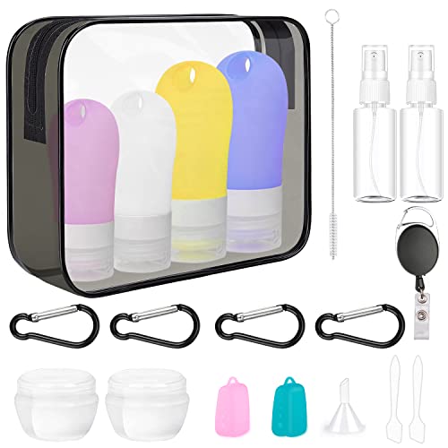 Flacons de Voyage,20Pcs Bouteille de Voyage Silicone sans BPA, 90ml/60ml Vide Flacon Vaporisateur de Brume Kit Voyage Avion pour Skincare Lotion/Spray de Maquillage/Parfums/Cosmétique Cover