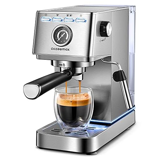 Espresso Machine, 20Bar Compact Espresso and Cappuccino Maker with Milk Frother Wand, Professional Espresso Coffee Machine for Cappuccino and Latte, Stainless Steel