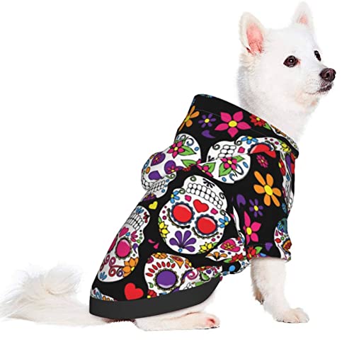 Stylish Dog Clothes, Dead Sugar Skull, Polyester Sweatshirt for Dogs and Puppies, Fashion Outfit for Small Medium Large Dogs, Puppy