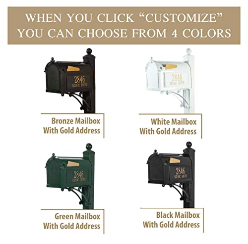 Whitehall™ Personalized Whitehall Capitol Mailbox With Side Address Plaques And Post Package (4 Colors Available) #TOP1