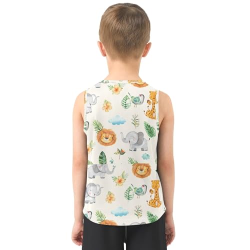 Cute Animals Ivory Boys Tank Tops Sleeveless Tank Top Shirts Undershirts for Kids,3T3