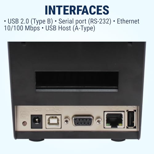 Image of McAuley Labels GoDEX DT200+ Direct Thermal Label Printer - Fast Everyday Barcode Printer - 2 inch, 203 DPI, Upgraded Memory, USB /Serial /Ethernet