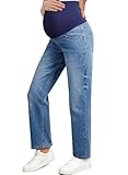 BLENCOT Women's Maternity Jeans Stretchy Straight Leg...