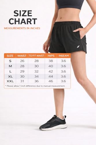 Image of Women's Athletic Running Shorts, Quick-Dry Lightweight Fabric, Elastic Waistband with Inner Drawstring, Side Pockets