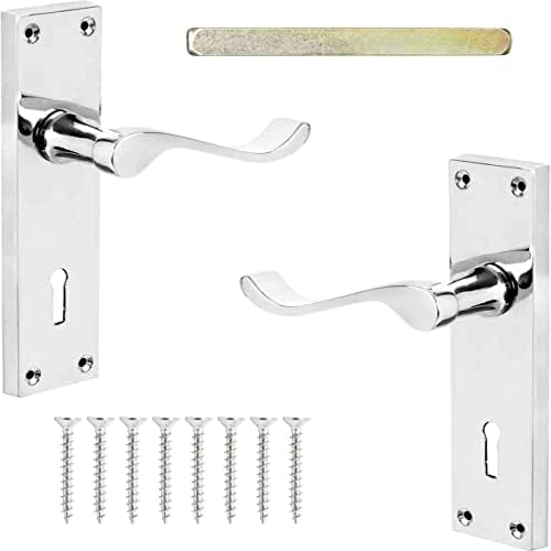 Golden Grace Victorian Scroll Latch Door Handles In Polished Chrome Hinges & Latches Pack - 3 Sets - 120mm X 40mm - View #3