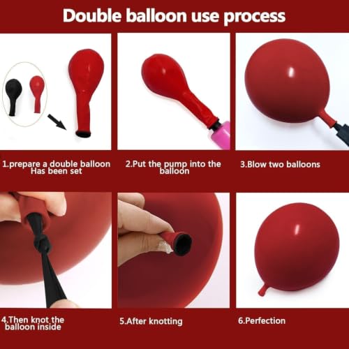 Image of Black Red Balloons Thick Double Stuffed Black Burgundy Balloon Garland Arch Kit for Gothic Vampire Till Death Do Us Rip To Twenties Halloween Birthday Party Decorations